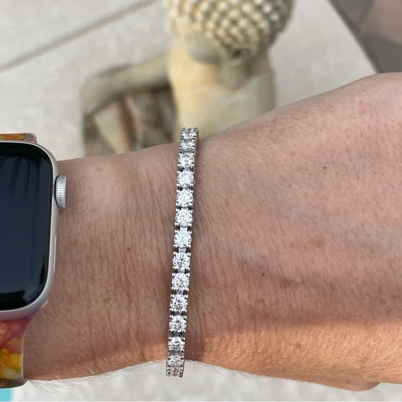 11.5tcw Tennis Bracelet - solid Sterling Silver 925 - Picture 4 of 11